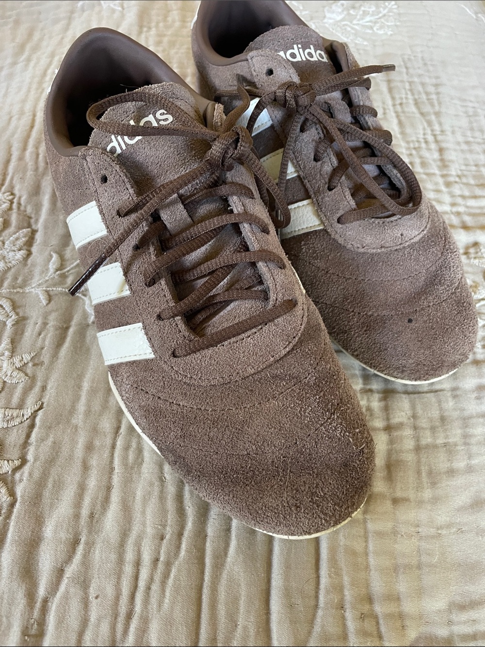 adidas Brown Suede Men’s Casual Sneakers with White Stripes